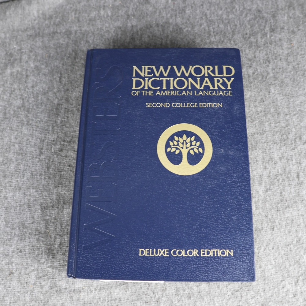 Vintage Websters‎ New World Dictionary Second College Deluxe Color Blue HC USA